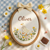 Personalized Wildflower Duck Embroidery Hoop: Soft Floral Baby Name Nursery Decor