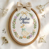 Personalized Wildflower Duck Embroidery Hoop: Soft Floral Baby Name Nursery Decor