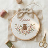 Personalized Teddy Bear Baby Name Embroidery Hoop: Custom Newborn Keepsake