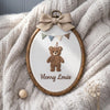 Custom Teddy Bear Baby Name Embroidery Hoop: Personalized Nursery Decor