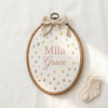 Custom Floral Baby Name Embroidery Hoop: Personalized Newborn Keepsake Gift