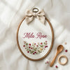 Custom Floral Baby Name Embroidery Hoop: Personalized Newborn Keepsake Gift