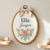 Hand-Embroidered Floral Name Hoop: Nursery Decor