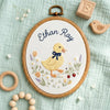 Personalized Duck Embroidery Hoop: Custom Baby Name Nursery Decor with Floral Details