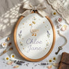 Personalized Baby Duck Embroidery Hoop: Floral Name Nursery Decoration