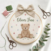 Personalized Teddy Bear Baby Name Embroidery Hoop: Custom Newborn Keepsake