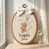 Handmade Teddy Bear Balloon Embroidery: Personalized Baby Name Hoop