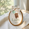 Handmade Teddy Bear Balloon Embroidery: Personalized Baby Name Hoop