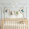 Custom Baby Name Canvas Banner: Minimalist Nursery Decor, Yarn Letter Kids Room Garland