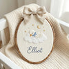 Handmade Dreamy Sky Embroidery: Personalized Baby Name Hoop