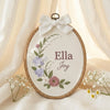Soft Flower Garden Baby Name Embroidery Hoop: Newborn Gift Wall Hanging