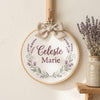 Handmade Flower Wreath Embroidery: Personalized Baby Name Hoop
