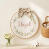 Handmade Flower Wreath Embroidery: Personalized Baby Name Hoop