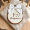 Hand Embroidered Baby Name Hoop: Soft Neutral Baby Decor
