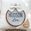 Hand Embroidered Baby Name Hoop: Soft Neutral Baby Decor