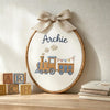 Handmade Sailboat Embroidery: Personalized Baby Name Hoop