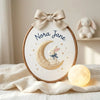 Handmade Moon and Balloon Embroidery: Personalized Baby Name Hoop