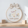 Handmade Floral Duckling Embroidery: Personalized Baby Name Hoop