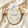 Personalized Embroidered Space Hoop: Baby Name Keepsake Nursery Decor