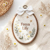 Personalized Floral Bee Embroidered Oval Hoop: Custom Name Nursery Decor