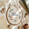 Forest Friends Baby Name Hoop: Little Fox & Bunny Keepsake