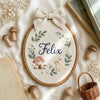 Forest Friends Baby Name Hoop: Little Fox & Bunny Keepsake