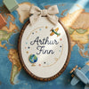 Personalized Hand-Embroidered Name Hoop: Cosmic Dreams Astronaut Nursery Décor