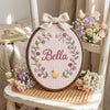 Hand-Embroidered Duckling Garden Name Hoop: Personalized Nursery Decor