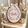 Hand-Embroidered Duckling Garden Name Hoop: Personalized Nursery Decor