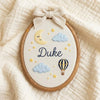 Personalized Hand-Embroidered Space Name Hoop: Planets, Stars, Rocket Décor