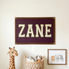 Personalized Varsity Felt Name Banner: Custom Collegiate Nursery Decor with Grommets