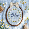 Hand-Embroidered Wildflower Name Hoop: Personalized Meadow Nursery Décor