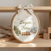 Personalized Hand-Embroidered Name Hoop: Woodland Train Adventure Nursery Décor