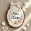 Hand-Embroidered Ocean Adventure Name Hoop: Custom Seashell Name Sign