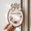 Custom Wildflower Name Embroidery Hoop: Hand-Stitched Nursery Decor