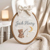 Custom Teddy Bear Sailboat Name Hoop: Neutral Nursery Decor