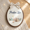 Personalized Hand-Embroidered Adventure Hoop: Little Explorer Name Art