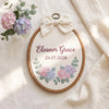 Personalized Baby Name Hoop: Birth Flower Embroidery