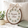 Hand-Embroidered Floral Baby Name Hoop: Personalized Nursery Keepsake Sign