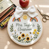 Rainbow Garden Teacher Embroidery Hoop: Custom Classroom Rainbow Floral Decor