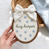 Custom Embroidered Daisy Name Hoop: Personalized Nursery Decor