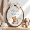 Hand-Embroidered Bear Nursery Sign: Sweet Dreams Teddy Name Hoop