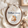 Hand-Embroidered Bear Nursery Sign: Sweet Dreams Teddy Name Hoop