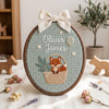 Personalized Bunny and Fox Name Hoop: Custom Nursery Animal Sign