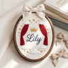 Personalized Baby Name Embroidery Hoop, Angel Wings Crown Nursery Decor (Handmade)