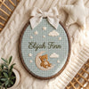 Embroidered Elephant and Teddy Bear Hoop: Custom Baby Shower Gift