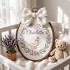 Embroidered Goose and Floral Wreath Hoop: Duck Nursery Decor