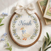 Embroidered Goose and Floral Wreath Hoop: Duck Nursery Decor