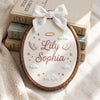 Personalized Baby Name Embroidery Hoop, Angel Wings Crown Nursery Decor (Handmade)
