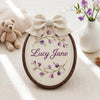 Sweet Pea Floral Baby Name Sign: Hand Embroidered Wreath Hoop Art